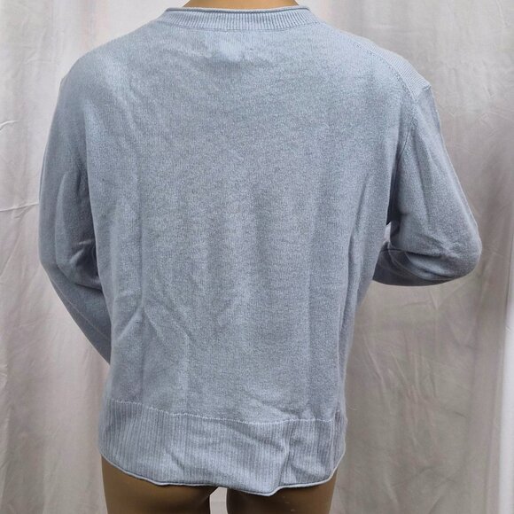 Rachel Zoe 100% 2-ply cashmere sweater light blue with rolled neck size XL EUC - Picture 5 of 10